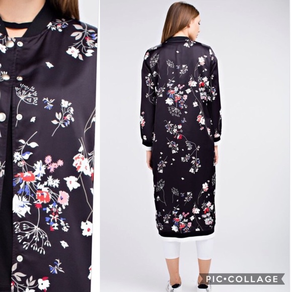 FLIGHT FIGHT LONGLINE FLORAL KIMONO BOMBER JACKET - Picture 5 of 6